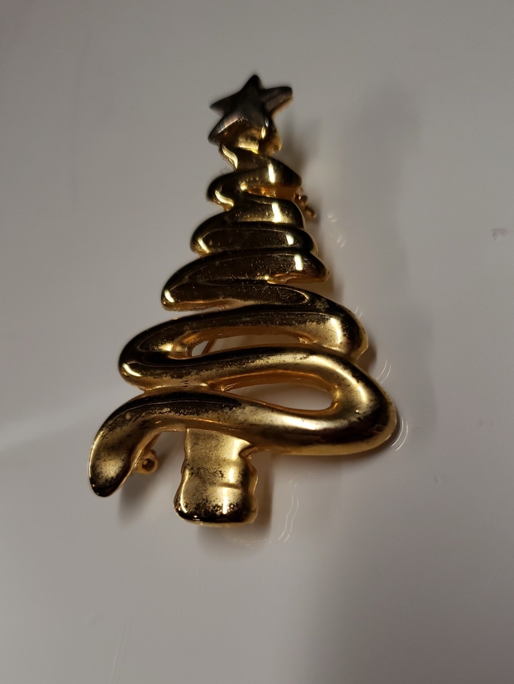 Gold-tone Christmas Tree Pin Brooch